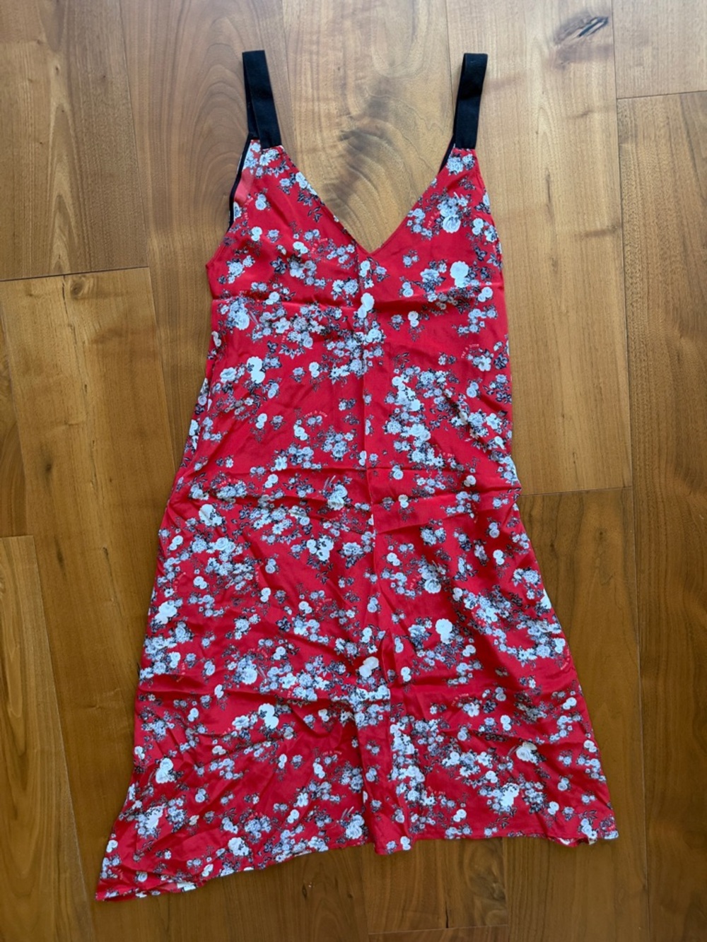 rag & bone 100% silk asymmetrical mini dress / red floral XS